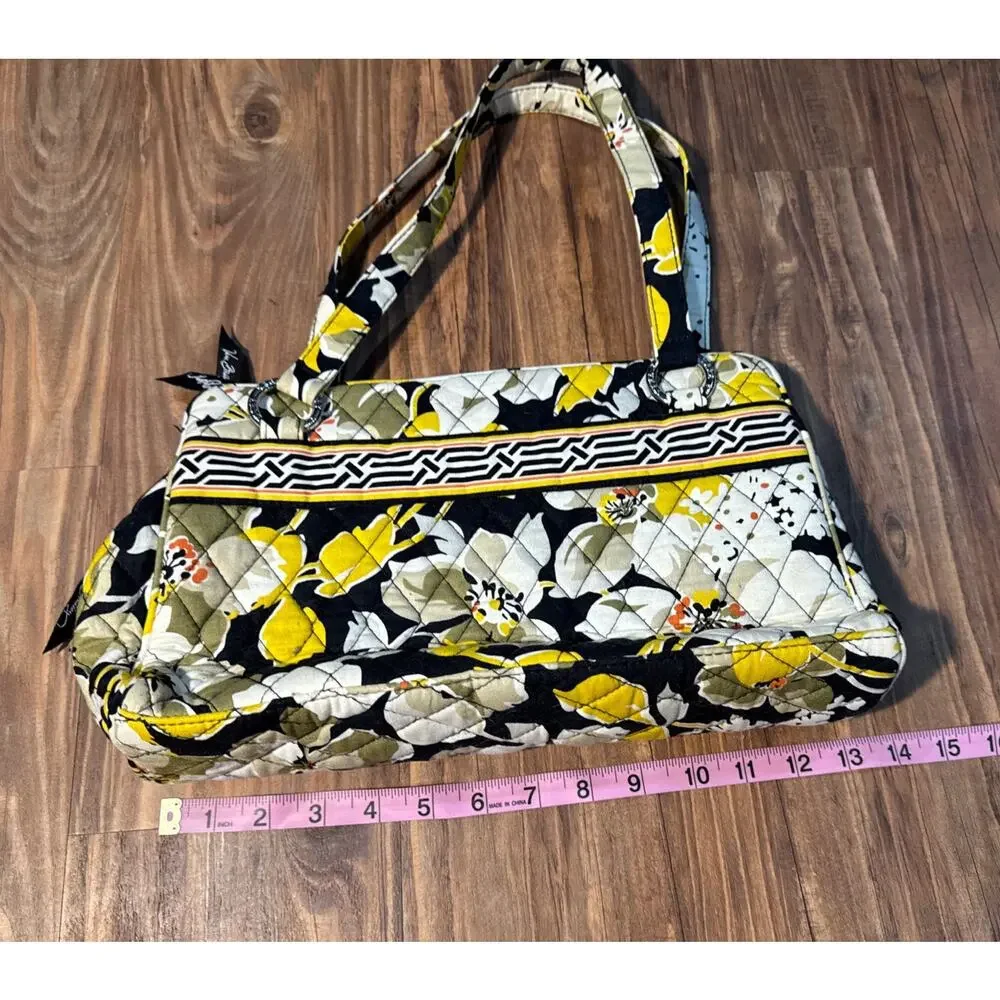 Vera Bradley Dogwood Handbag Purse Yellow And Black‎ Floral Pattern